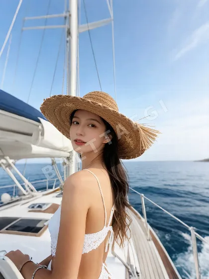 샤넬 손뜨개 자수 밀짚 모자 82694