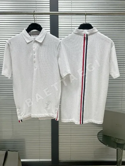 톰브라운 백 리본 메시 코튼 반팔 티셔츠 142865