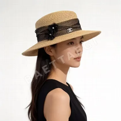 샤넬 플랫탑 밀짚 모자 185623