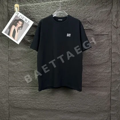 미우미우 라인스톤 로고 반팔 티셔츠 88719