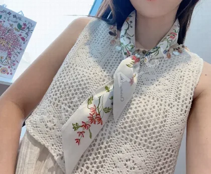 디올 더블 레이어 실크 리본 스카프 146362