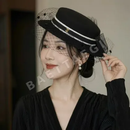 샤넬 캐시미어 플랫탑 모자 185338
