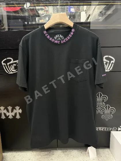 크롬하츠 핑크 레터 프린트 카라 반팔 티셔츠 83151