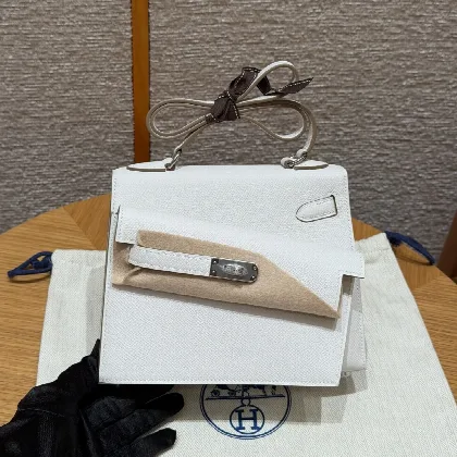 에르메스 켈리 그레이 은장 가죽 가방 18225