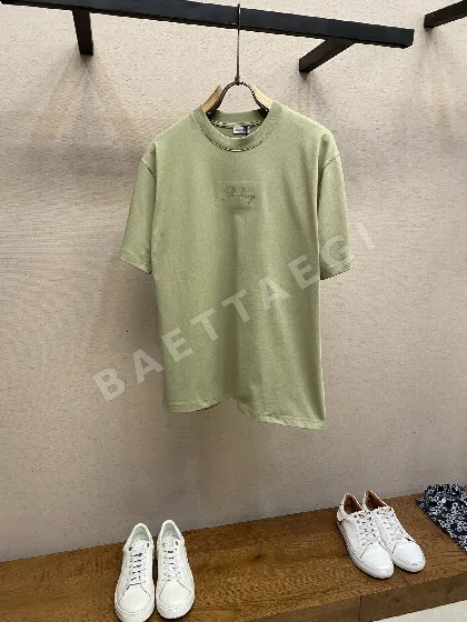 버버리 로고 자수 체크 크루넥 반팔 티셔츠 남성 1439