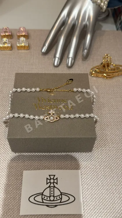 비비안웨스트우드 골드 핑크 크리스탈 펄 목걸이 64952