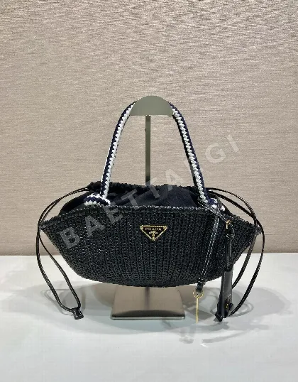 프라다 크로셰 코튼 핸들 가방 1BA463
