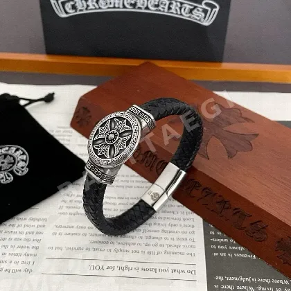 크롬하츠 클래식 크로스 레더 코드 팔찌 127562