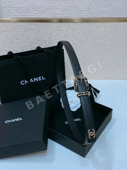 샤넬 CC 로고 송아지가죽 벨트 58565