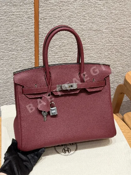 에르메스 버킨 30 토고 레드 실버 가방 144841