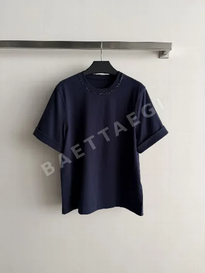 브루넬로쿠치넬리 오버핏 크루넥 코튼 반팔 티셔츠