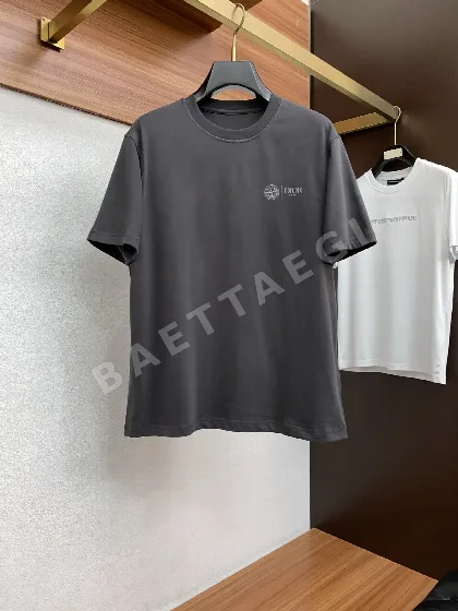 디올 남성 긴 섬유 코튼 반팔 티셔츠 47442