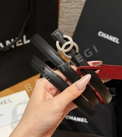 샤넬 더블 C 메탈 장식 리버서블 카프스킨 벨트 176698