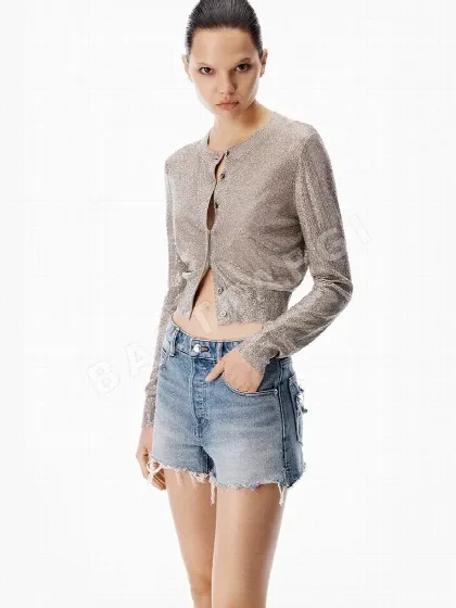 알렉산더왕 데미지 가공 하이웨이스트 데님 반바지 97720