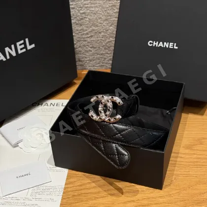 샤넬 더블 C 메탈 로고 램스킨 벨트 174278