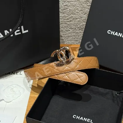 샤넬 더블 C 메탈 로고 램스킨 벨트 172141
