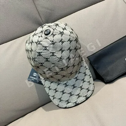 샤넬 자카드 더블 C 자수 베이스볼 캡 82444