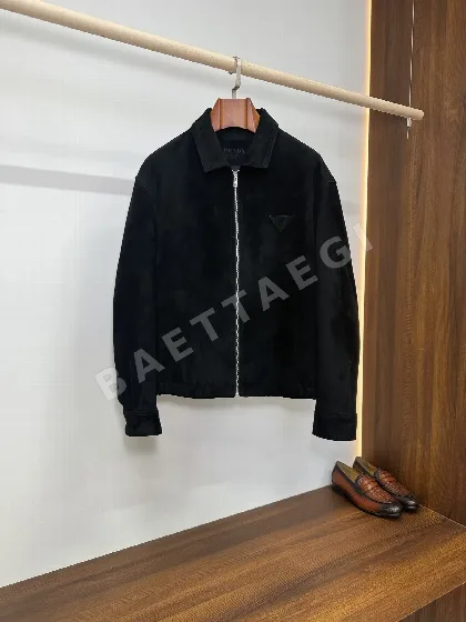 프라다 블랙 스웨이드 램스킨 남성 자켓 169503