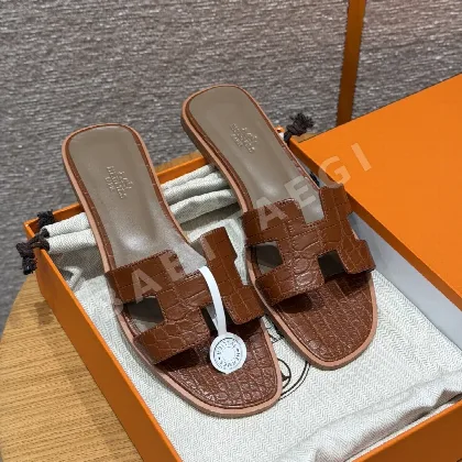 에르메스 오란 샌들 골든브라운 악어가죽 H 컷아웃 164391