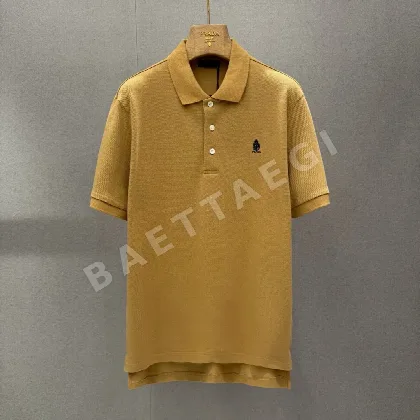 프라다 슬림핏 코튼 반팔 폴로셔츠 119624