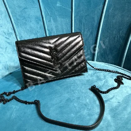 생로랑 YSL 메탈 로고 가죽 플랩 지갑 22767