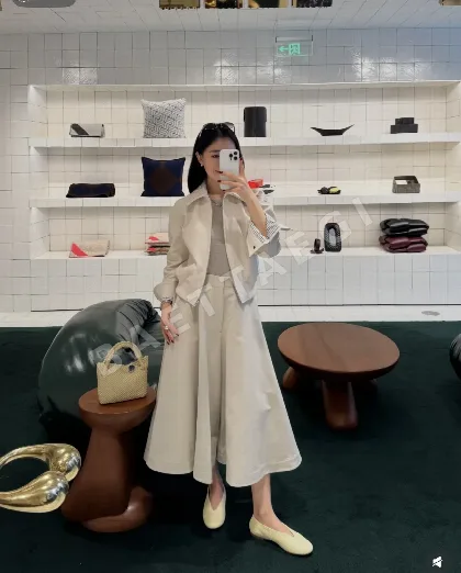 보테가베네타 직조 가죽 카라 트렌치코트 자켓 163845