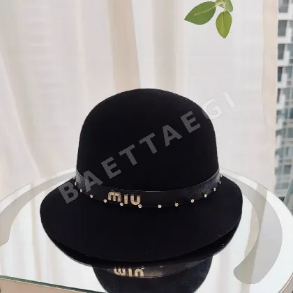미우미우 프릴 장식 울 버킷햇 81357