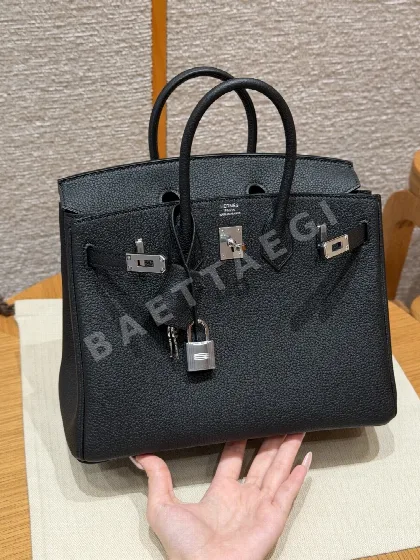 에르메스 버킨 25 블랙 토고 가죽 가방 192816