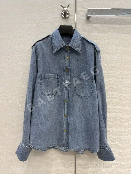 셀린느 데님 자수 카라 여성 셔츠 114750