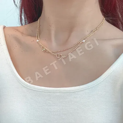 디올 스와로브스키 크리스털 진주 장식 목걸이