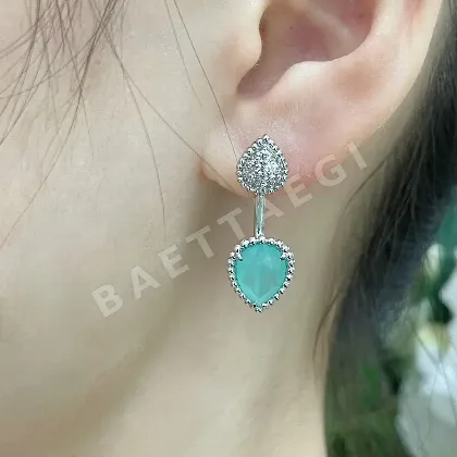 부쉐론 블루그린 칼세도니 물방울 귀걸이 63303