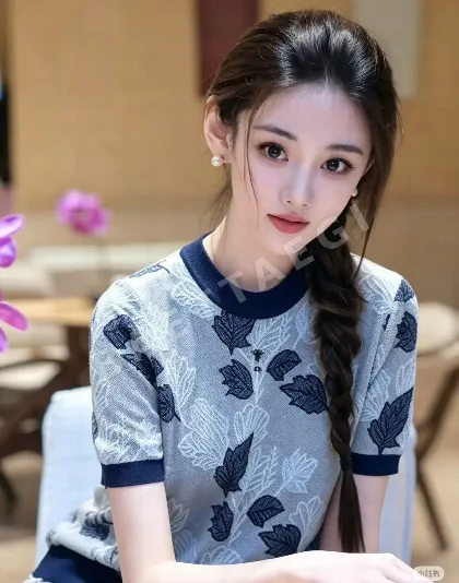 디올 잎사귀 니트 반팔 티셔츠 96371