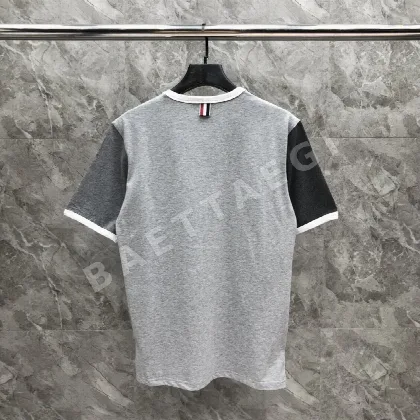 톰브라운 무지 코튼 컬러블록 남성 반팔 티셔츠 50437