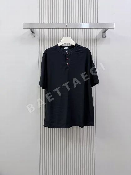 키톤 린넨 크루넥 버튼 남성 반팔 티셔츠