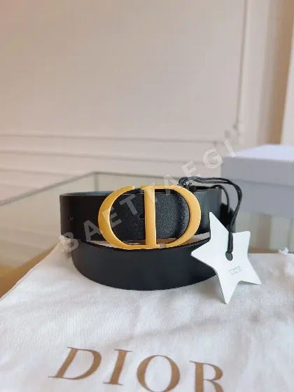 디올 블랙 카프스킨 가죽 벨트 59697
