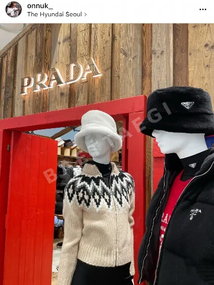 프라다 토끼털 삼각 로고 피셔맨 햇 84696