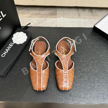 샤넬 26C 더블 C 컬러 블록 플랫슈즈 98451