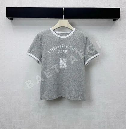 디올 여성 컬러 블록 크루넥 반팔 티셔츠 51558