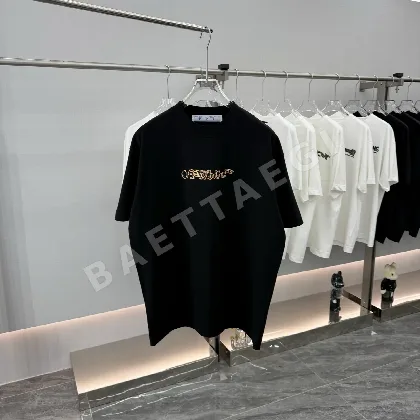 오프화이트 워시 데미지 크루넥 남여공용 반팔 티셔츠 49556