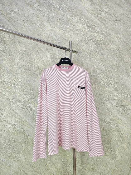 미우미우 체리블로섬 핑크 스트라이프 남성 긴팔 티셔츠 157897