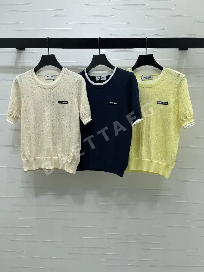 미우미우 페이크 투피스 라운드넥 반팔 티셔츠 101793