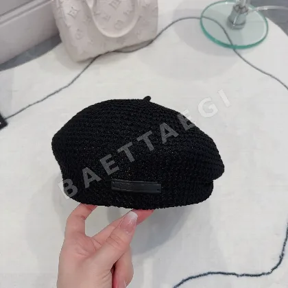 디올 밀짚 비대칭 베레모 모자 78511