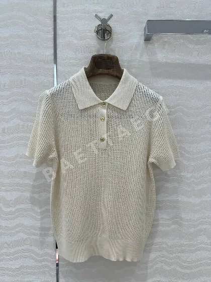 로로피아나 여성 린넨 메시 카라 반팔 탑 132001