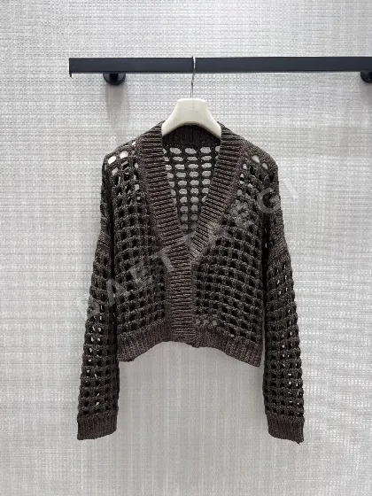 브루넬로쿠치넬리 화이트 메시 니트 가디건 198837
