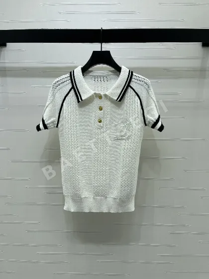 루이비통 래글런 카라 스트라이프 니트 반팔 탑 52008