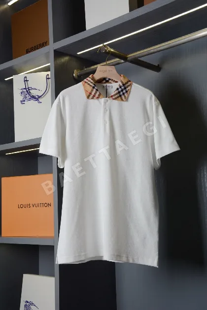 버버리 코튼 메시 슬림핏 반팔 티셔츠 78168
