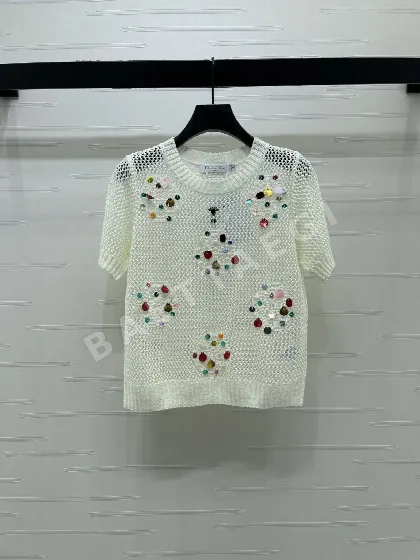 디올 스팽글 니트 반팔 티셔츠 54445