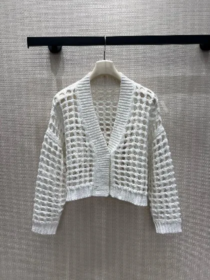브루넬로쿠치넬리 퓨어화이트 메시 니트 가디건 198836