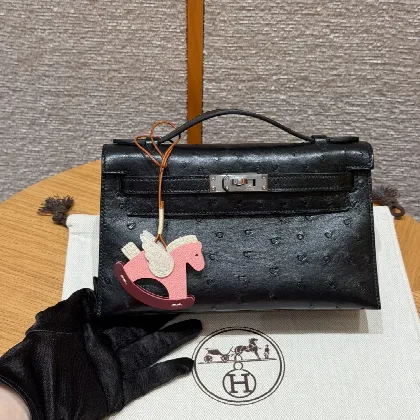 에르메스 켈리 타조 가죽 클러치 가방 18252