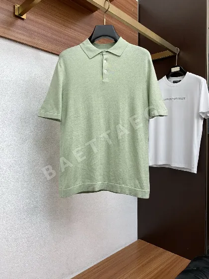 브루넬로쿠치넬리 남성 반팔 리브 니트 티셔츠 47974